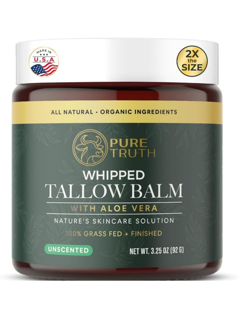 Unscented Whipped Tallow & Honey Balm - Grass Fed Beef Tallow Skin Moisturizer